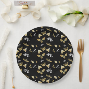 Assiettes En Carton Motif papillon de papillon noir