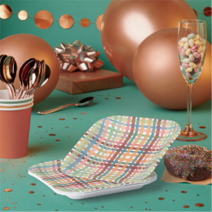 Assiettes En Carton Motif pastel pointillé