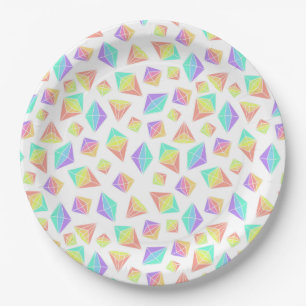 Assiettes En Carton Motif Pastel Rainbow Crystals