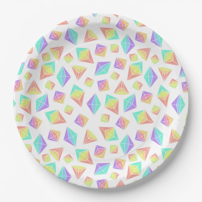 Assiettes En Carton Motif Pastel Rainbow Crystals (Devant)