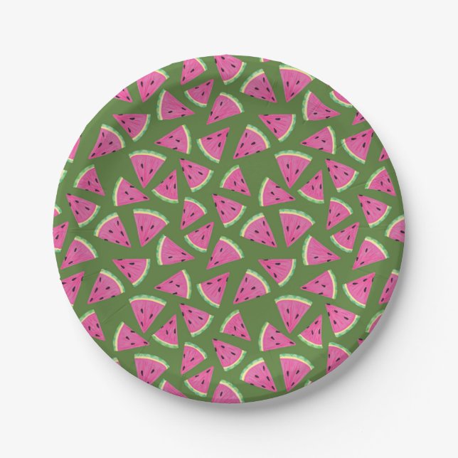 Assiettes En Carton Motif pastèque (Devant)