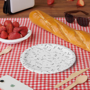 Assiettes En Carton Motif paysager des lignes de bois géométriques