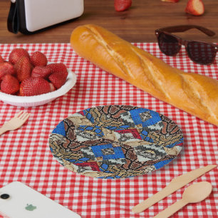 Assiettes En Carton Motif Peau de Serpent 