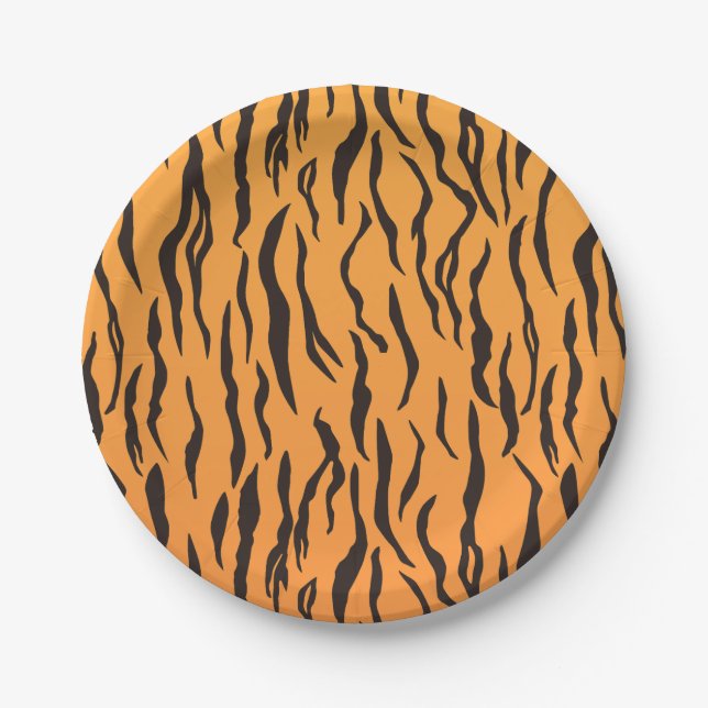 Assiettes En Carton Motif Peau de tigre Rayures  (Devant)