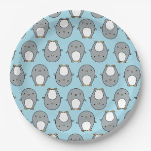 Assiettes En Carton Motif Pingouin Bleu Bébé