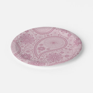 Assiettes En Carton Motif Pink paisley