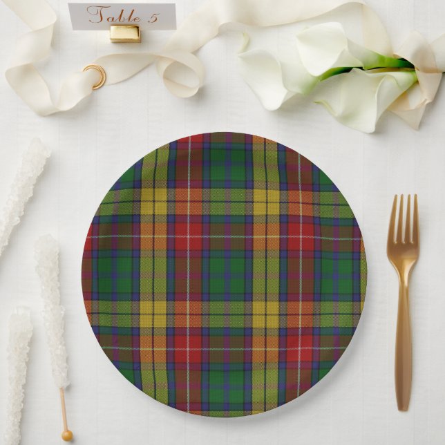 Assiettes En Carton Motif Plaid Buchanan Clan Tartan (Mariage)
