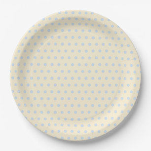 Assiettes En Carton Motif Points Bleus pour Baby Shower