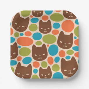 Assiettes En Carton Motif Polka Dot Cats