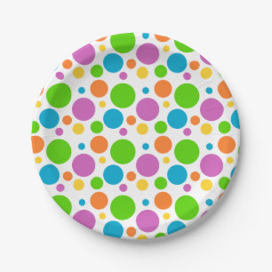Assiettes En Carton Motif Polka multicolore