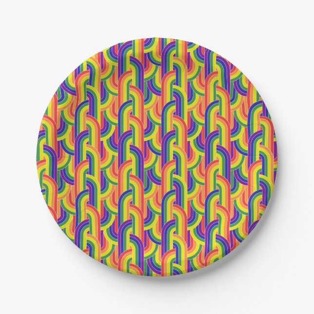 Assiettes En Carton Motif Rainbow moderne (Devant)