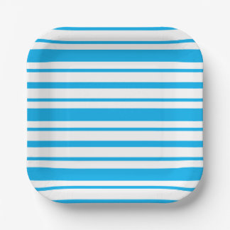 Assiettes En Carton Motif rayé bleu et blanc