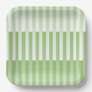 Assiettes En Carton Motif rayé vert blanc
