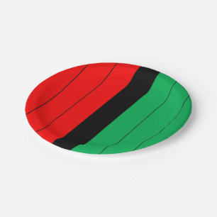 Assiettes En Carton Motif rayé vert noir rouge de Kwanzaa Kinara