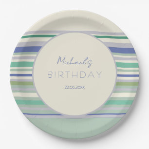 Assiettes En Carton Motif Rayures Pastel Nordiques Anniversaire