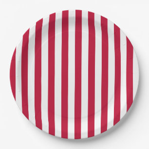 Assiettes En Carton Motif rayures rouges et blanches sur le thème du d