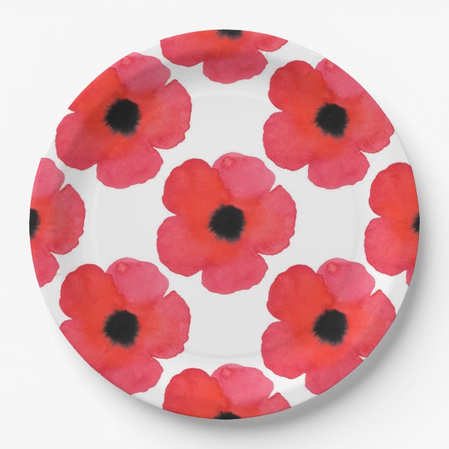 Assiettes En Carton Motif Red Poppy (Devant)