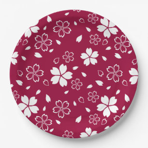 Assiettes En Carton Motif Red Sakura