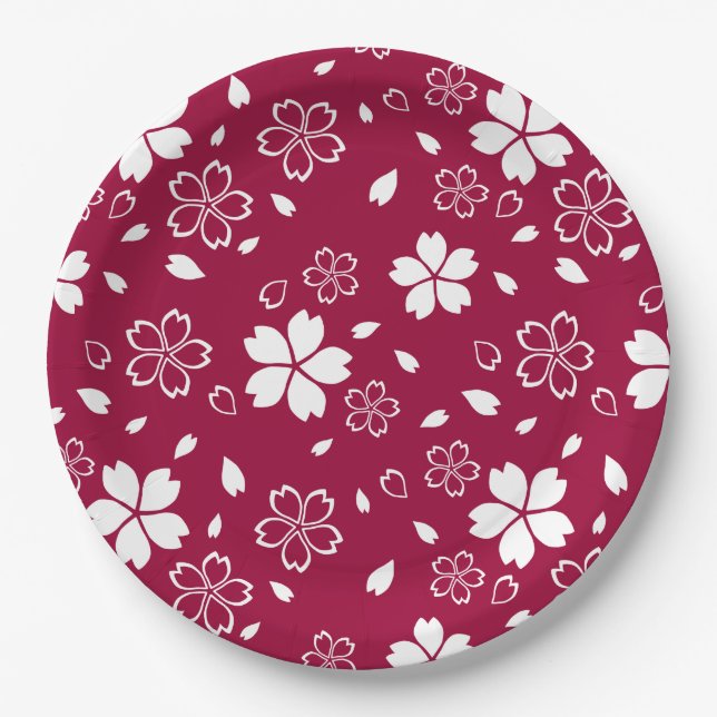 Assiettes En Carton Motif Red Sakura (Devant)