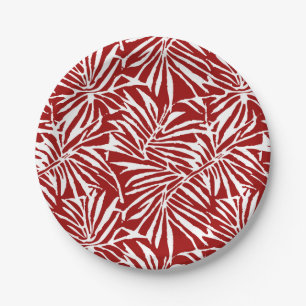 Assiettes En Carton Motif Répétant à feuilles tropicales blanches et r
