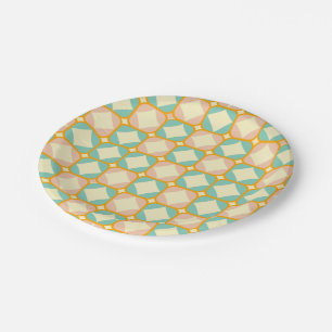 Assiettes En Carton Motif rétro continu avec des carrés arrondis