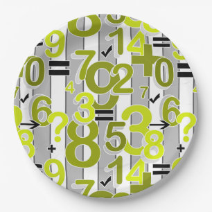 Assiettes En Carton Motif rétro lumineux arithmétique mathématique col
