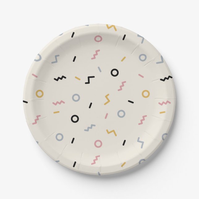 Assiettes En Carton Motif Retro Squiggle (Devant)