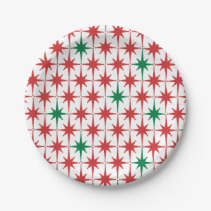 Assiettes En Carton Motif rétro Vintage les années 50 Christmas Star