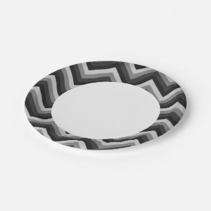 Assiettes En Carton Motif Retro Zig Zag Chevron