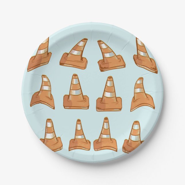 Assiettes En Carton Motif Road Cone (Devant)