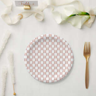 Assiettes En Carton Motif rose de tableau de bord rose or