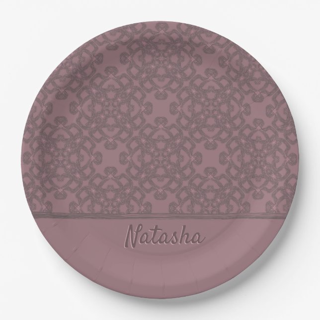 Assiettes En Carton Motif Rose Dusty personnalisé (Devant)