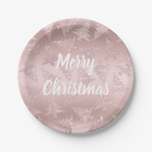 Assiettes En Carton Motif rose élégant d'arbre de Noël de parties