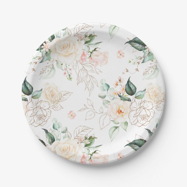 Assiettes En Carton Motif rose Floral Garden (Devant)