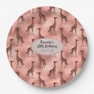 Assiettes En Carton Motif rose Gold Foil Giraffe