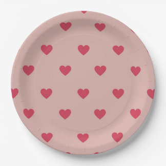 Assiettes En Carton Motif rose Retro Coeur Y2K avec Arrière - plan ros