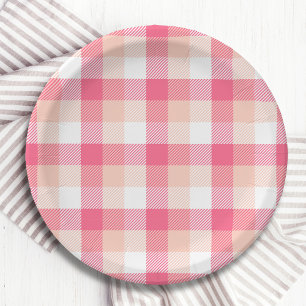 Assiettes En Carton Motif rose Tartan