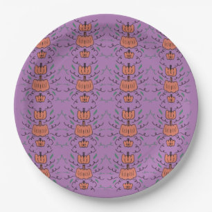 Assiettes En Carton Motif sans couture de citrouille d'Halloween    