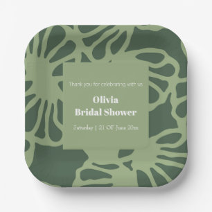 Assiettes En Carton Motif sans couture de corail floral abstrait vert
