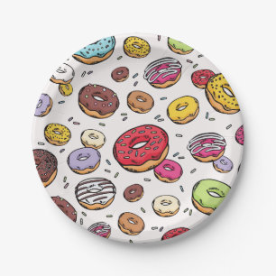 Assiettes En Carton Motif sans couture de Donuts