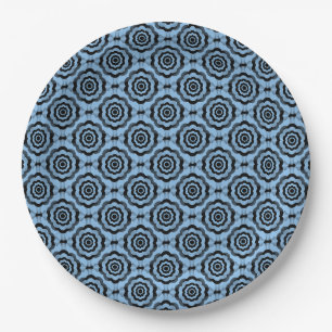 Assiettes En Carton Motif sans couture de fleur noir bleu