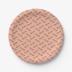 Assiettes En Carton Motif sans couture de hot-dog rétro