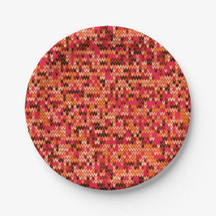 Assiettes En Carton Motif scandinave abstrait vêtu à l'ombre rouge