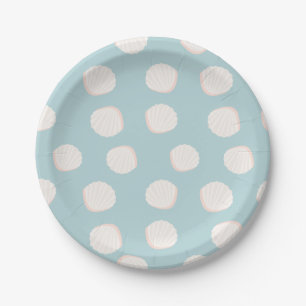 Assiettes En Carton Motif Shell bleu