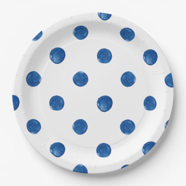 Assiettes En Carton Motif shibori pois (Devant)