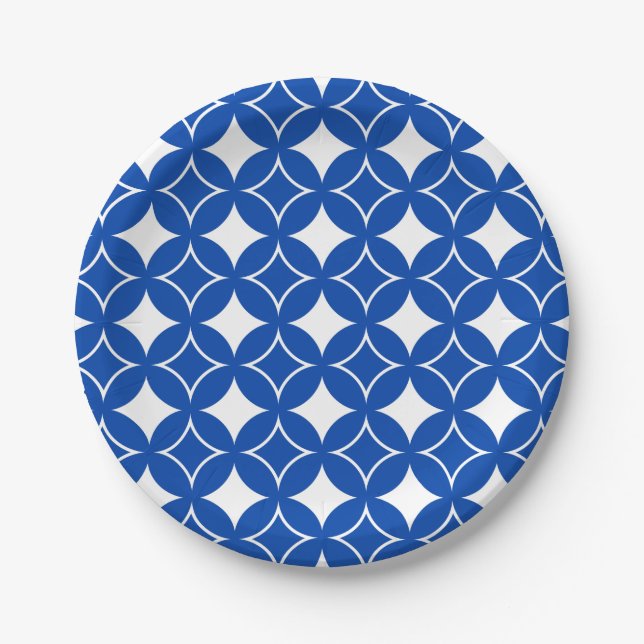 Assiettes En Carton Motif shippo bleu et blanc (Devant)