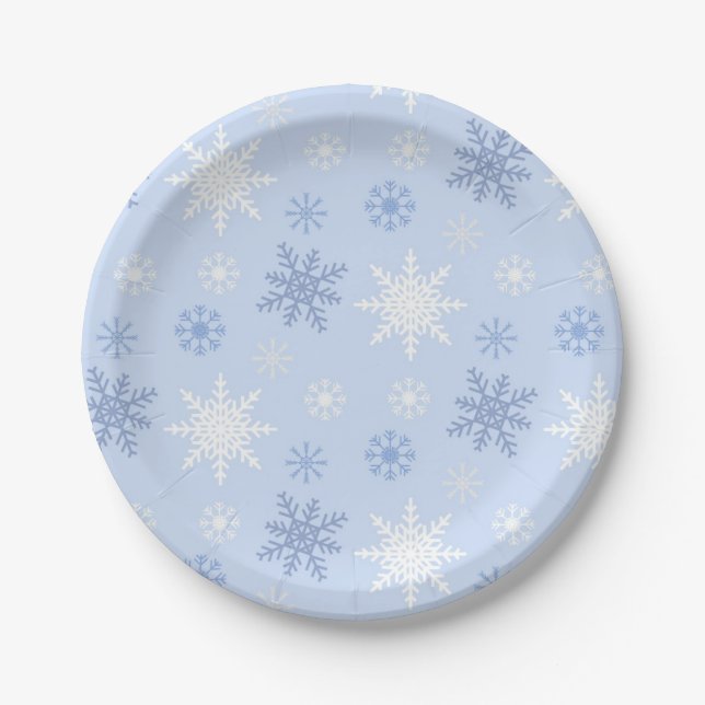 Assiettes En Carton Motif Snowflake (Devant)