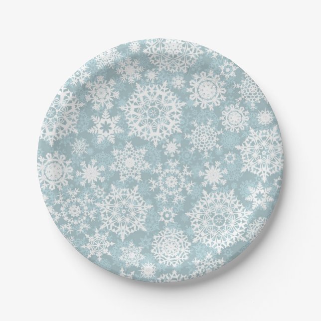 Assiettes En Carton Motif Snowflake (Devant)