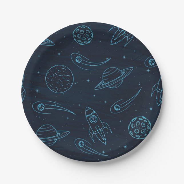 Assiettes En Carton Motif spatial (Devant)