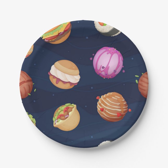 Assiettes En Carton Motif spatial (Devant)
